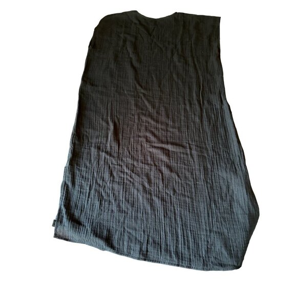 Eileen Fisher Black Organic Cotton V Neck Beach Cover Midi Length Size Small - Picture 4 of 5